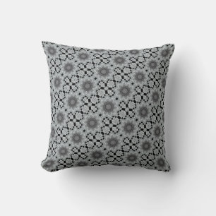 Coussin Design de flocon de neige gris noir