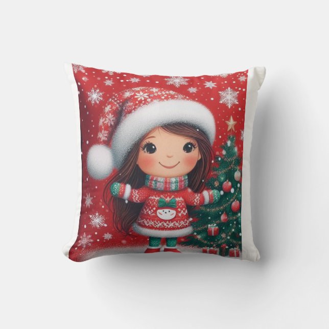 coussin design de la petite fille chrismas (Recto)