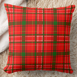 Coussin Design de Motif de Noël Tartan rouge
