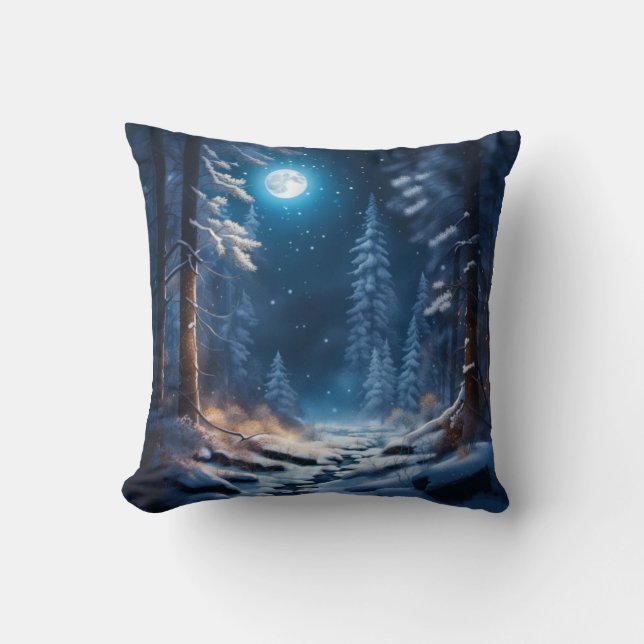 Coussin Design de neige hivernale (Recto)