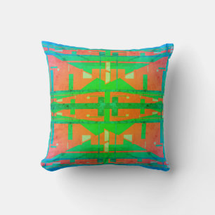 Coussin Design de niveau symétrique bleu foncé vert citron