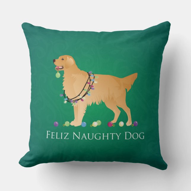 Coussin Design de Noël Golden Retrior (Recto)