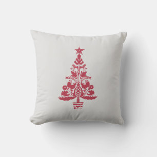 Coussin Design de peinture de l'arbre rouge scandinave
