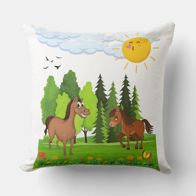 Coussin Design de petits chevaux pour les enfants (Recto)