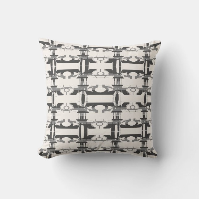 Coussin Design de rangées perpendiculaires gris charbon bl (Recto)