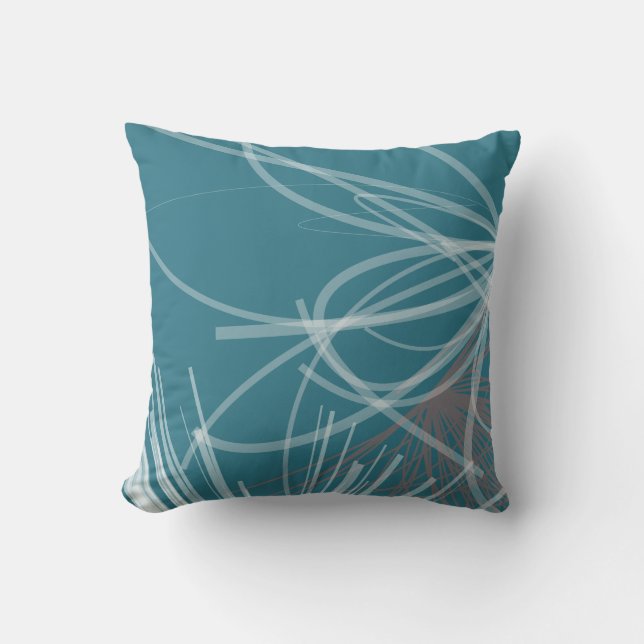 Coussin Design de ruban Abstrait Turquoise et Gris (Recto)