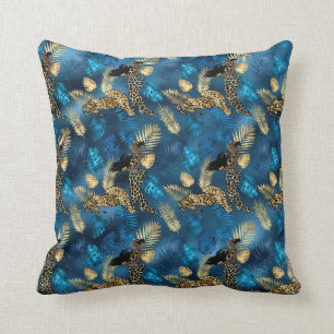 Coussin Design de série Leopard bleu et or 6