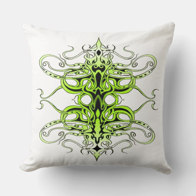 Coussin Design de tatouage Tribal Personnalisé Vert (Recto)