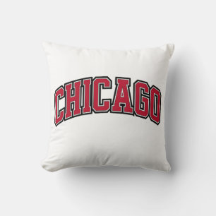 Coussin Design de texte du style Varsity Red Block de Chic