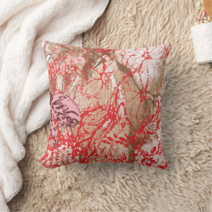 Coussin Design de tissu rouge vif avec plancher complexe