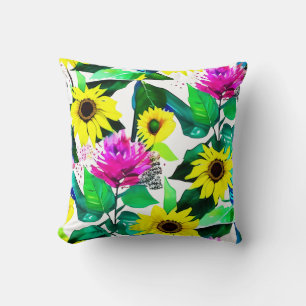 Coussin Design de tournesol Watercolor