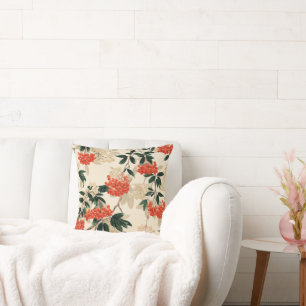 Coussin Design décoratif de baies rouges et blanches