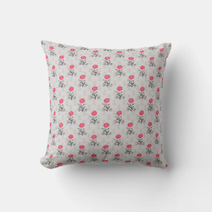 Coussin Design d'illustration de l'empreinte de fleurs rou