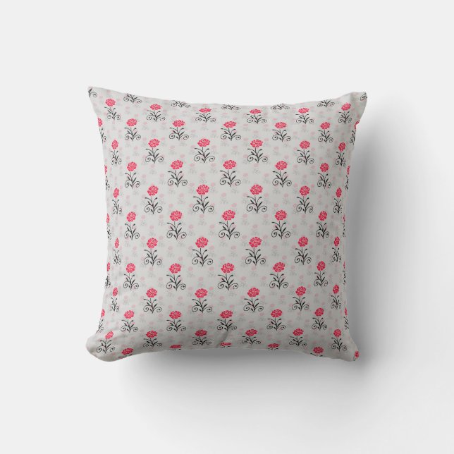 Coussin Design d'illustration de l'empreinte de fleurs rou (Recto)
