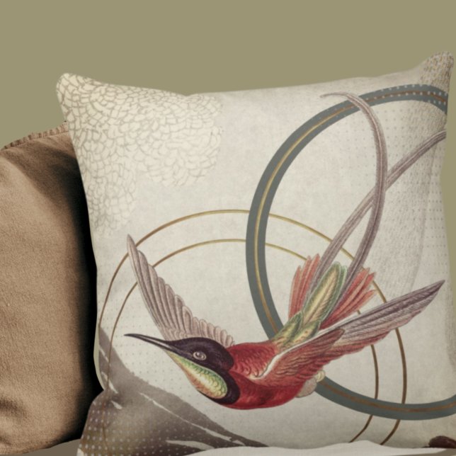 Coussin Design Ecru Hummingbird | Earth Green (Créateur téléchargé)