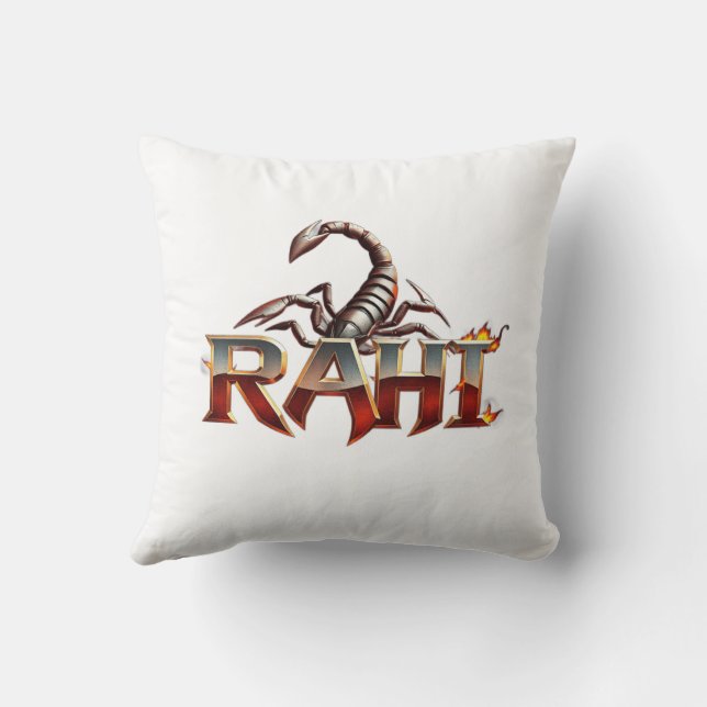 Coussin design élégant avec le nom "RAHI" (Verso)