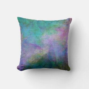 Coussin design élégant turquoise et violet aquarelle