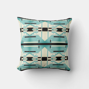 Coussin Design en carreaux noirs blancs verts