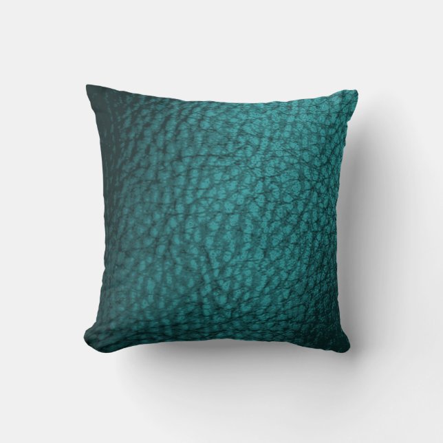 Coussin Design en cuir noir Turquoise Faux (Recto)