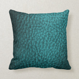 Coussin Design en cuir noir Turquoise Faux