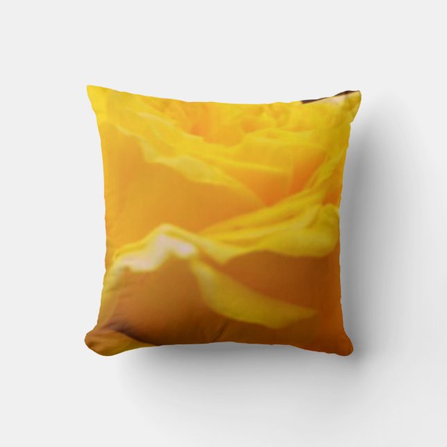Coussin Design en fleurs de rose jaune (Recto)