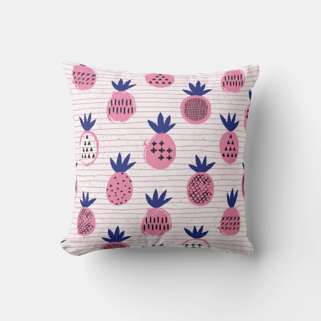 Coussin Design enfant ananas, motif vintage. (Recto)