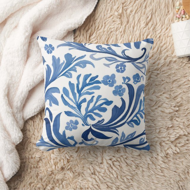 Coussin Design floral bleu et blanc | Chinoiserie Motif (Couverture)