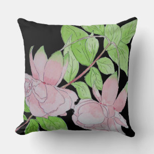 Coussin design floral contemporain avec fleurs roses
