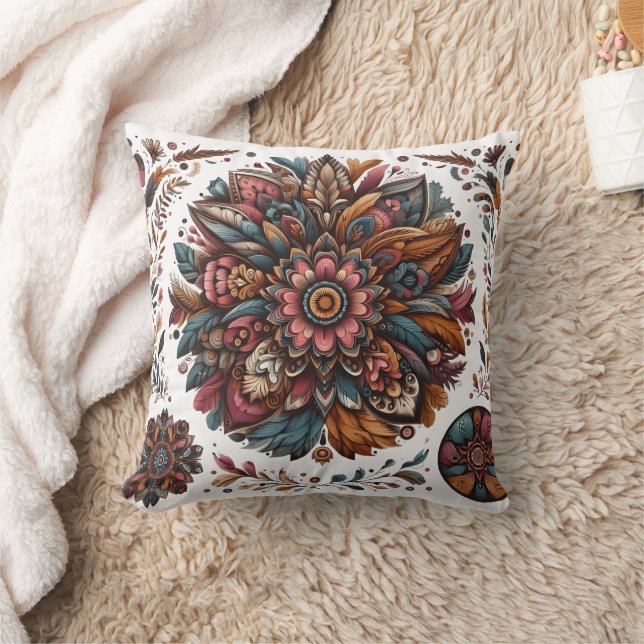 Coussin Design floral dynamique avec motifs détaillés (Couverture)