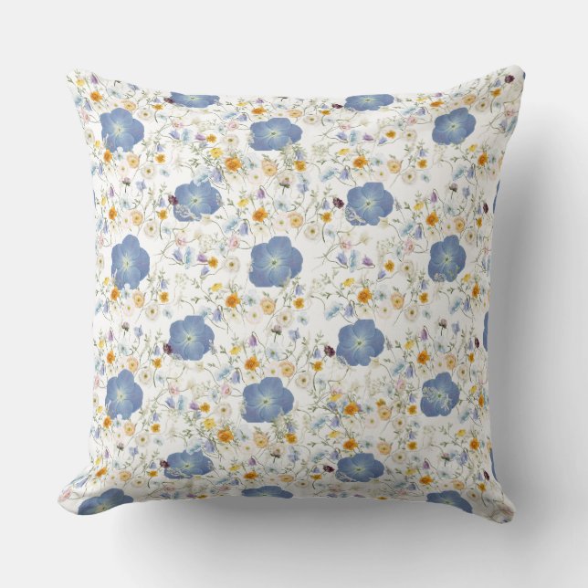 Coussin Design floral gris-bleu (Recto)