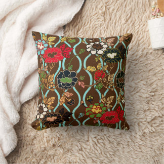 Coussin Design floral japonais vintage
