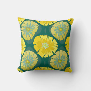 Coussin Design floral jaune et vert
