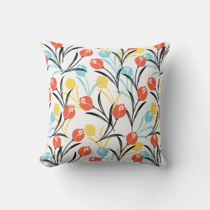 Coussin Design floral Motif de Tulipe en blanc