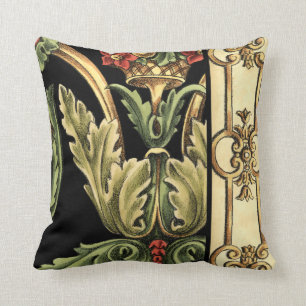 Coussin Design floral ornemental aux frontières noires