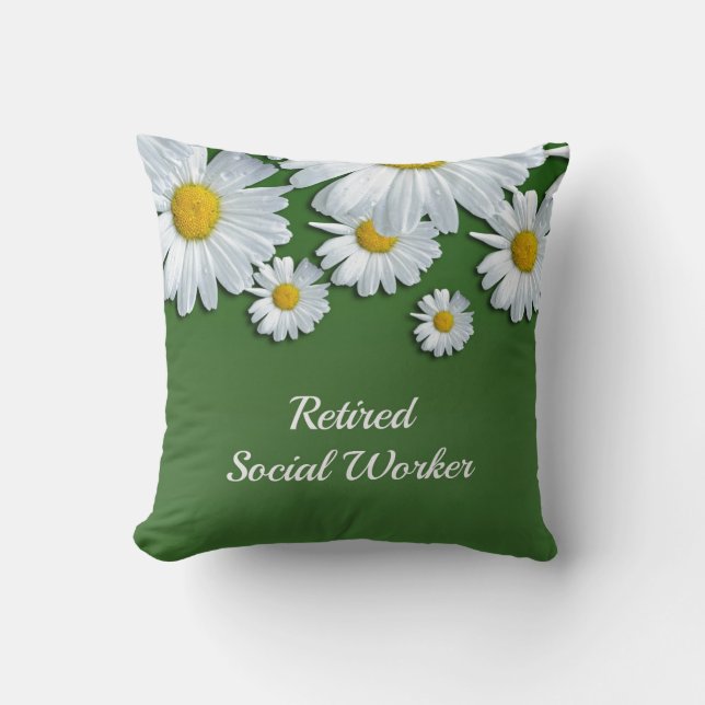 Coussin Design floral vert et blanc-travail social à la re (Recto)