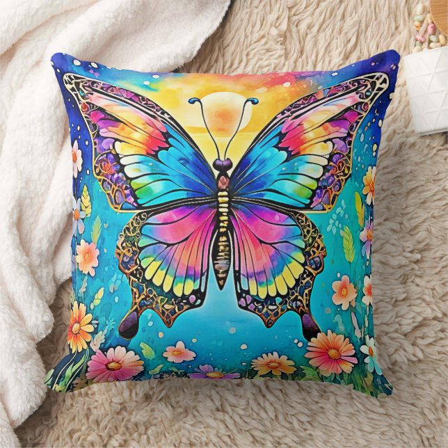 Coussin Design floral vibreur papillon (Couverture)
