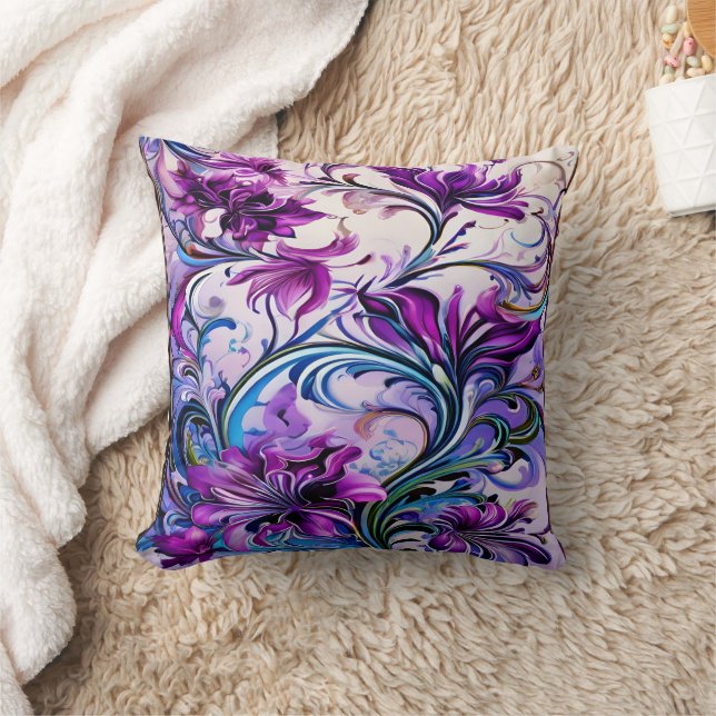 Coussin Design floral violet vibrant sur un Arrière - plan (Couverture)