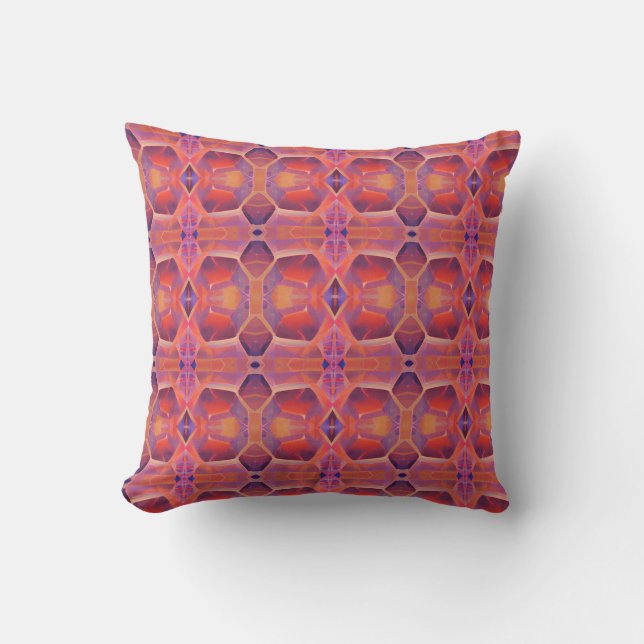 Coussin Design géométrique coloré pêche violet (Recto)