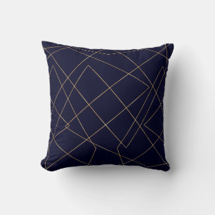 Coussin Design géométrique moderne Blue Gold