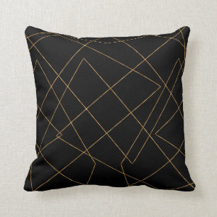 Coussin Design géométrique moderne Gold & Black