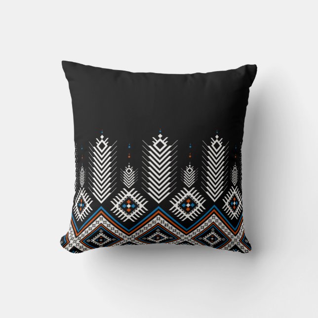 Coussin Design géométrique tribal coloré (Recto)