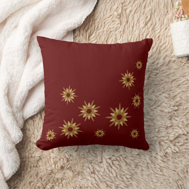 Coussin Design Gold Starburst | Bourgogne (Couverture)