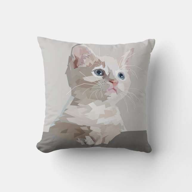 Coussin Design graphique Kitten blanc  (Recto)