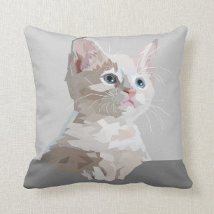 Coussin Design graphique Kitten blanc