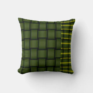 Coussin Design graphique rétrographique à bandes vertes