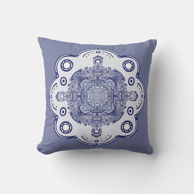 Coussin Design inspiré de la Chine bleue (Recto)