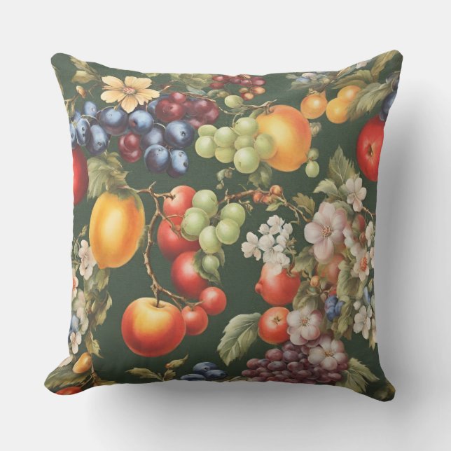Coussin Design italien élégant avec Fruits et Fleurs (Recto)