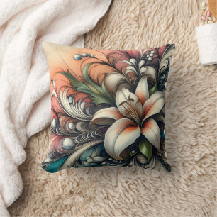 Coussin Design Lily Fleur Avec Motifs Abstraits Colorés