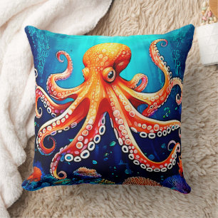 Coussin Design lumineux de la pieuvre de mer profonde