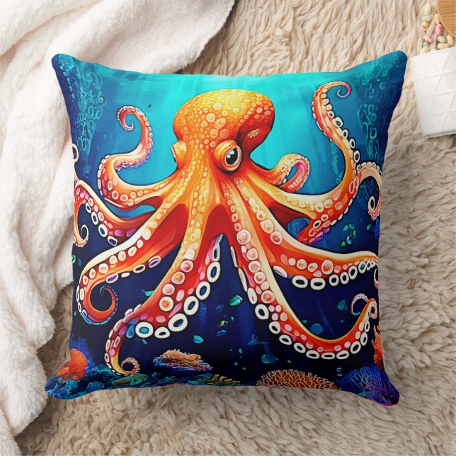 Coussin Design lumineux de la pieuvre de mer profonde (Couverture)